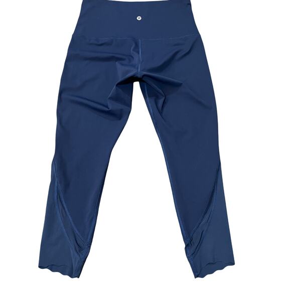 Lululemon Wunder Under Crop Leggings 23"' Scallop Full-On Luxtreme Blue Sz 8 - Picture 5 of 10